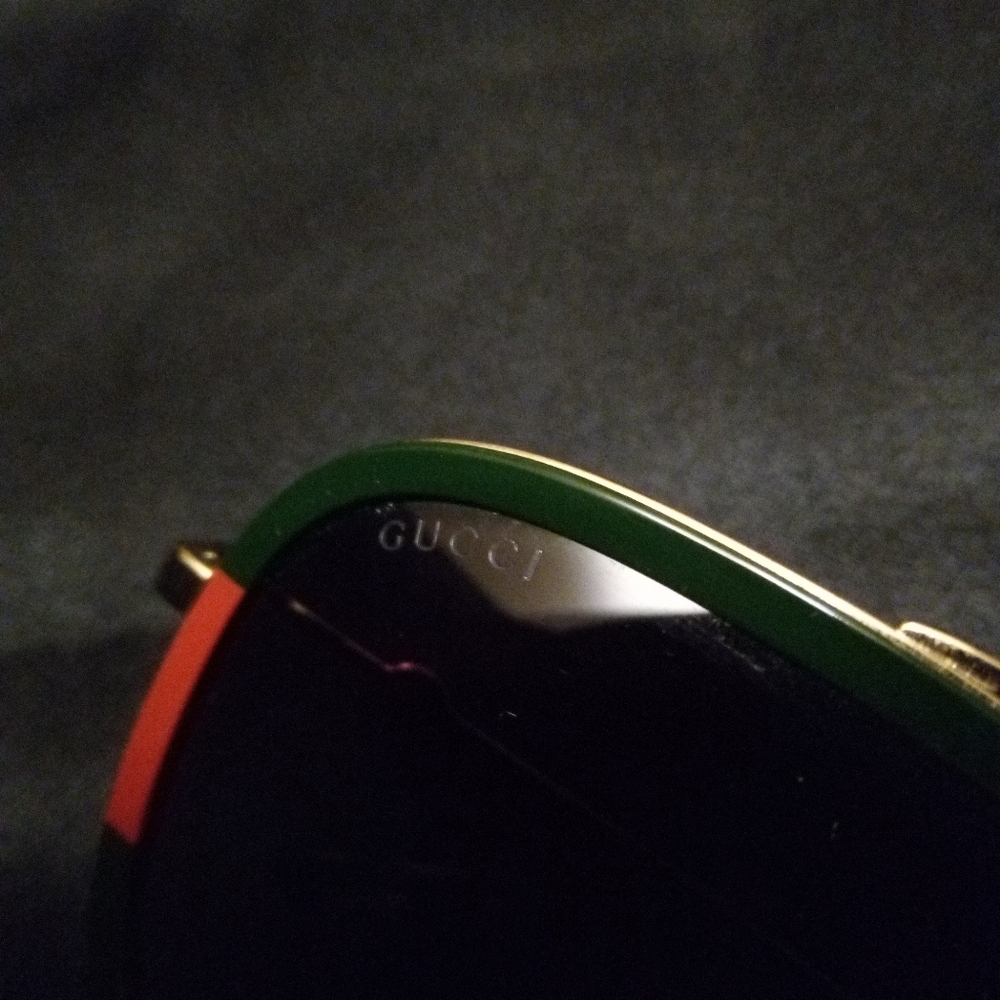 Gucci GG0062S Aviator Sunglasses In Green And Red - Picture 3 of 9